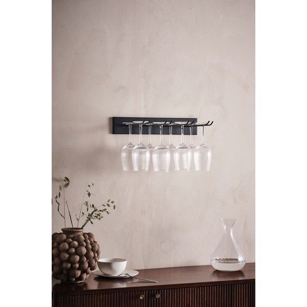 Suport pentru pahare de vin negru de montat pe perete Gianni – Jotex-image-1