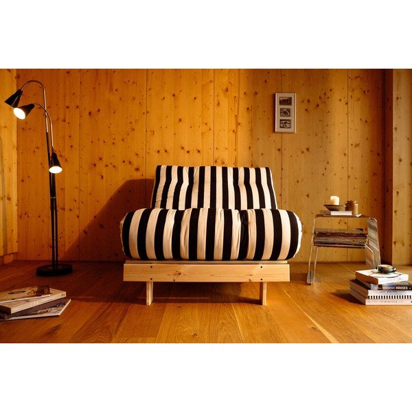 Fotoliu alb-negru extensibil de tip futon/din lemn Roots – Karup-image-1