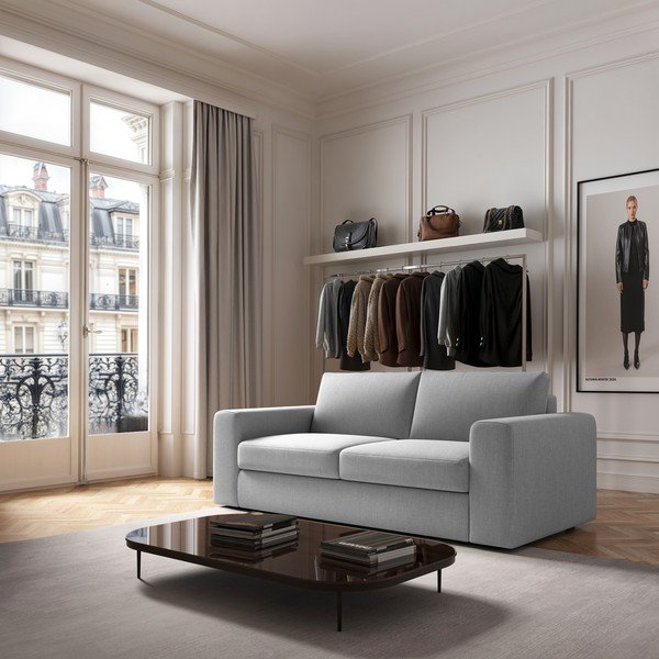 Canapea gri deschis 218 cm Baga – Rodier-image-1