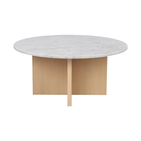 Măsuță de cafea albă/în culoare naturală rotundă din marmură 90x90 cm Brooksville - Rowico-image-3