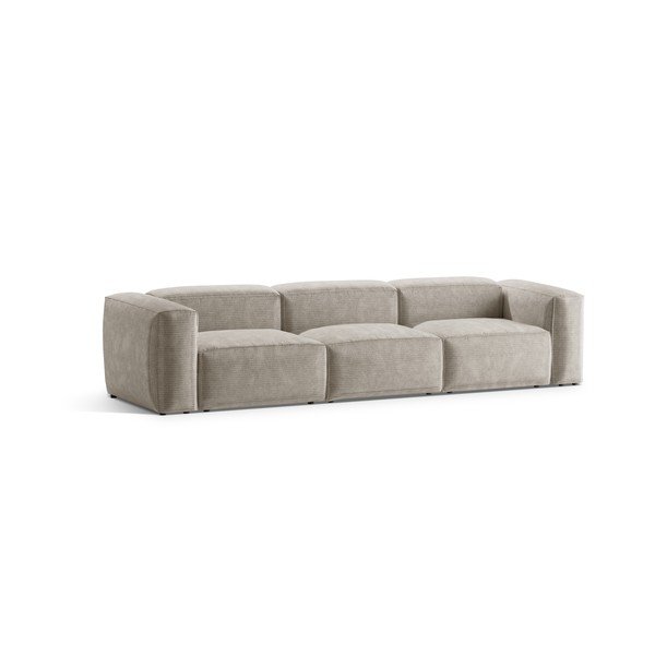 Canapea bej cu tapițerie din catifea reiată  364 cm Bergamo – Cosmopolitan Design-image-2