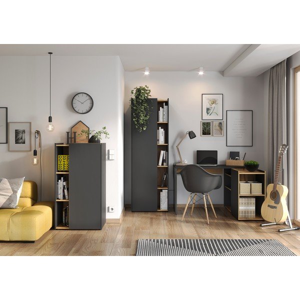 Bibliotecă gri închis cu aspect de stejar 62x188 cm Austin - Germania-image-4