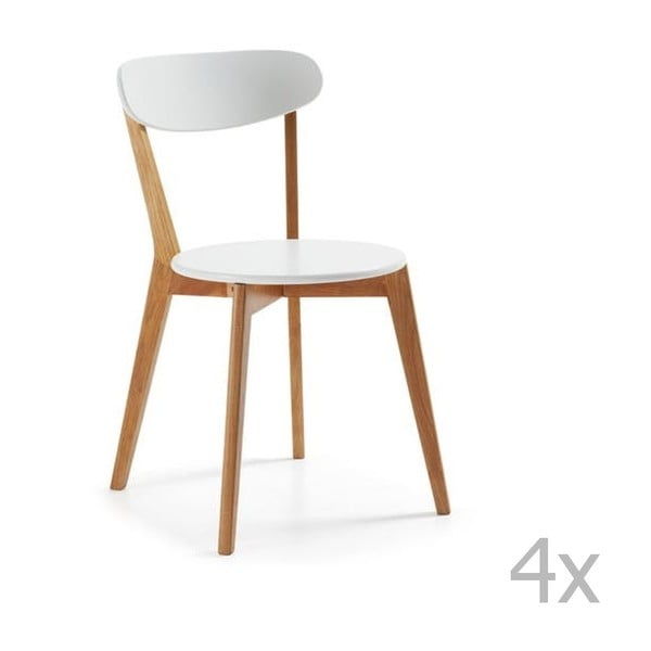 Set 4 scaune cu picioare de lemn  La Forma Luana, alb 