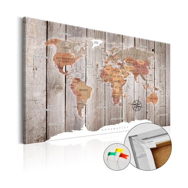 Hartă decorativă a lumii Artgeist Wooden Stories 90 x 60 cm