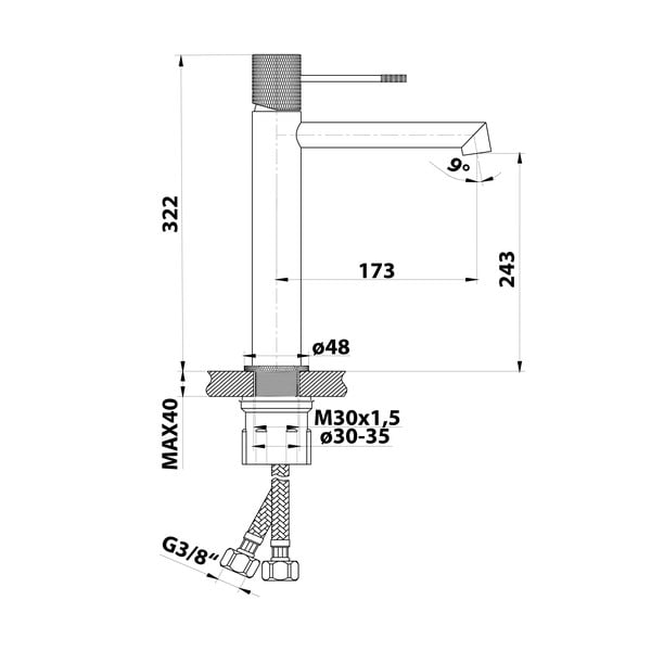 Baterie argintiu-lucios pentru chiuvetă înaltă Solaris – Sapho-image-3