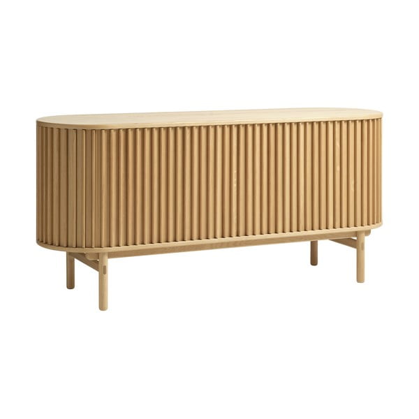Comodă în culoare naturală joasă cu aspect de lemn de stejar 160x73 cm Carno – Unique Furniture-image-2