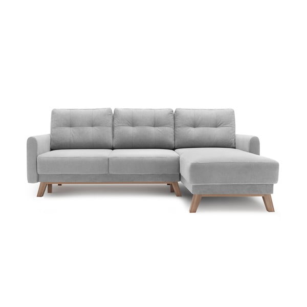 Colțar extensibil cu șezlong pe partea dreaptă Bobochic Paris Balio, gri