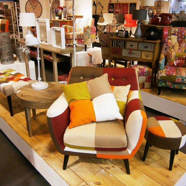 Fotoliu Versa Red Patchwork-image-1