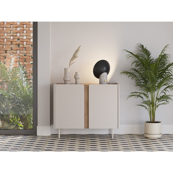 Dulap crem/în culoare naturală cu aspect de lemn de stejar 100x82,5x40 cm Lucile – Marckeric-image-1