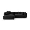 Colțar modular negru extensibil (cu colț pe partea stângă/cu șezlong) Martina – Micadoni 