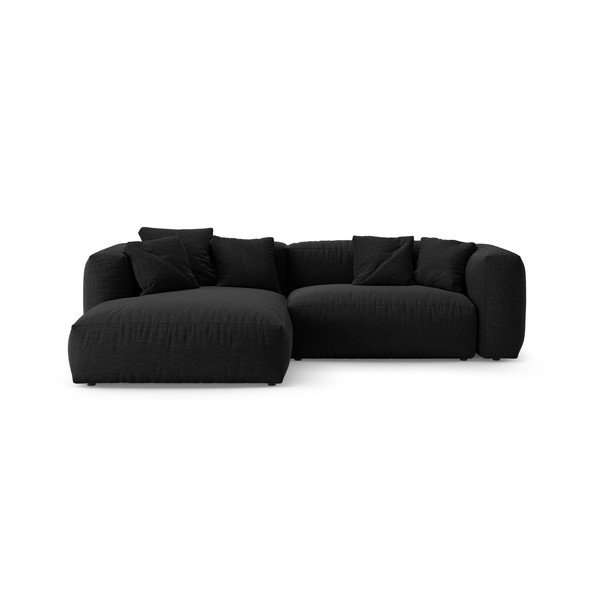 Colțar modular negru extensibil (cu colț pe partea stângă/cu șezlong) – Micadoni 