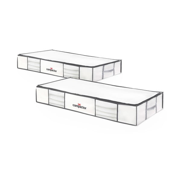 Cutii de depozitare sub pat 2 buc. din material textil/din plastic cu vacuum 105x45x15,5 cm Life – Compactor-image-1