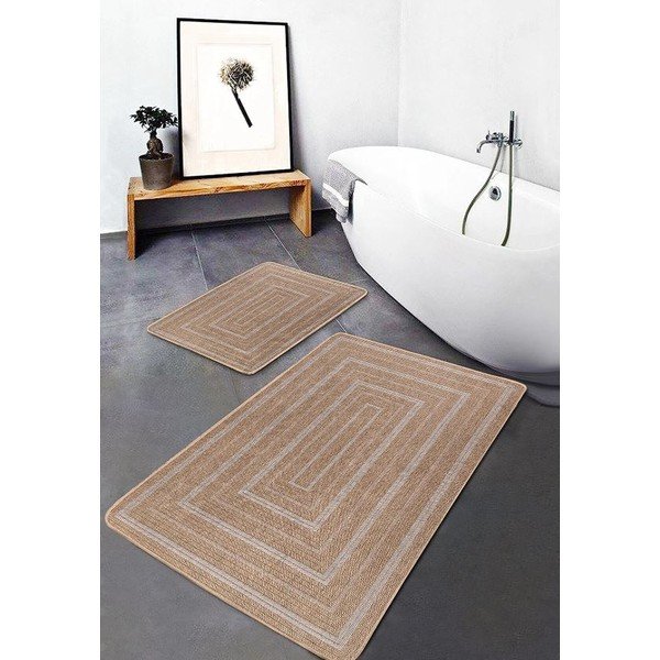 Covorașe de baie maro 2 buc. 60x100 cm – Mila Home-image-2