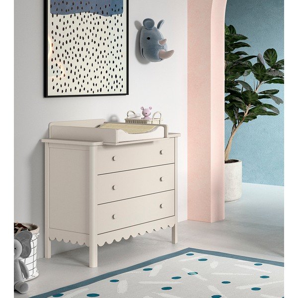 Comodă de copii bej cu masă de schimbat 89x90x55 cm Swingo – Vipack-image-1