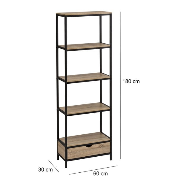 Bibliotecă neagră/  cu aspect de lemn de stejar 60x180 cm Urban – Casa Selección-image-2