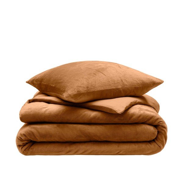Lenjerie de pat maro deschis din microflanel pentru pat dublu/extinsă cu 3 piese 240x220 cm Flanou – douceur d'intérieur