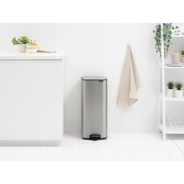 Coș de gunoi argintiu mat cu pedală din oțel 30 l Bo – Brabantia-image-1