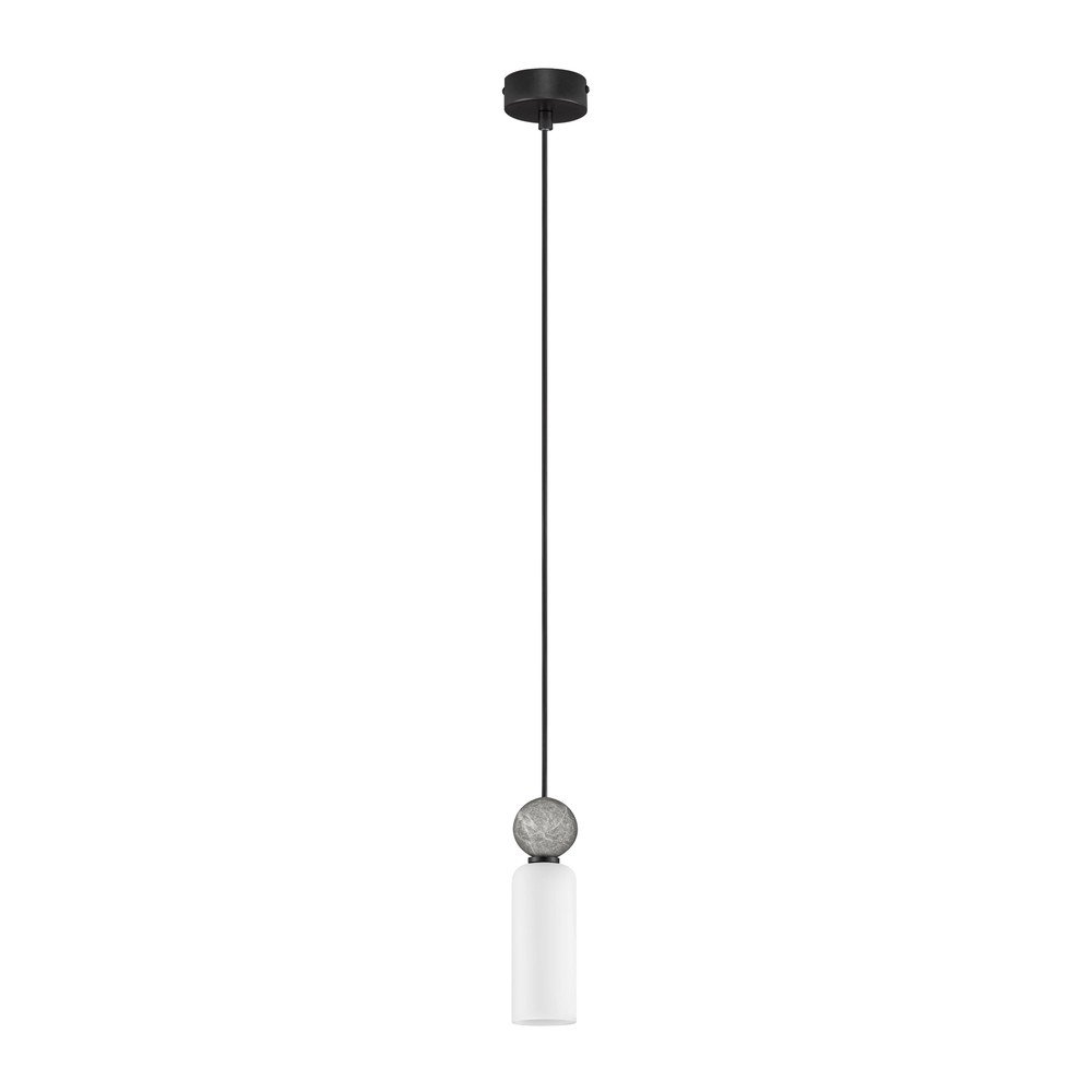 Lustră negru-mat din piatră cu abajur din sticlă ø 6 cm Filomena – Nova Luce