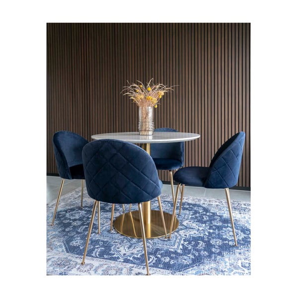 Masă de dining rotundă cu blat cu aspect de marmură ø 90 cm Bolzano – House Nordic-image-2