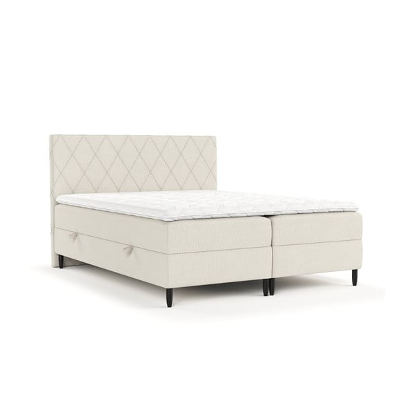 Pat boxspring bej cu spațiu de depozitare 160x200 cm Gwen – Maison de Rêve
