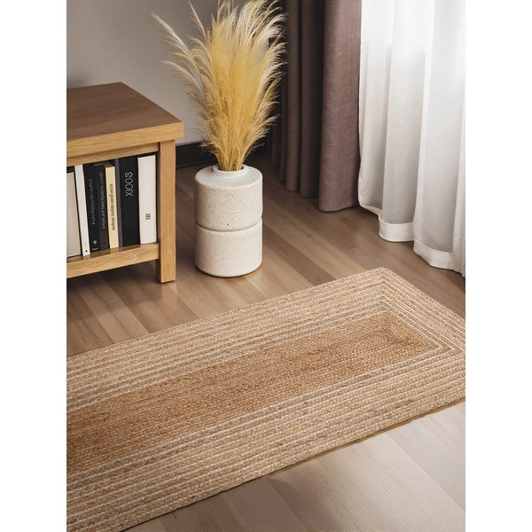 Covor tip traversă în culoare naturală/în culoare naturală deschisă reversibil/țesut manual din iută 80x300 cm Juno – Hanse Home-image-1