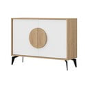 Comodă albă/în culoare naturală joasă cu aspect de lemn de stejar 110x82 cm Vae – Marckeric