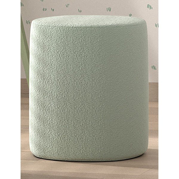 Puf de copii verde deschis cu tapițerie din stofă bouclé MOON – Vipack-image-1
