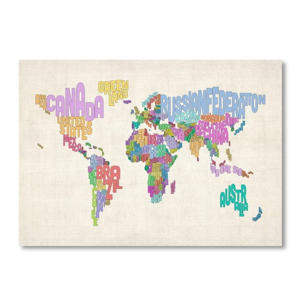 Poster cu harta lumii Americanflat Written, 60 x 42 cm, multicolor