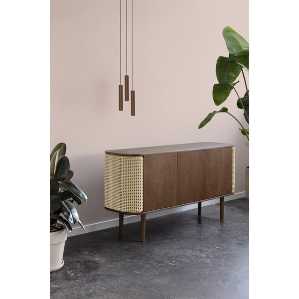 Comodă bej/în culoare naturală joasă cu aspect de lemn de stejar 150x75 cm Treasures – UMAGE-image-1