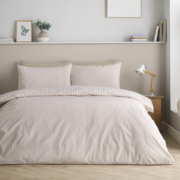 Lenjerie de pat bej pentru pat dublu/extinsă cu 3 piese 230x220 cm Epping Textured Stripe – Catherine Lansfield-image-4