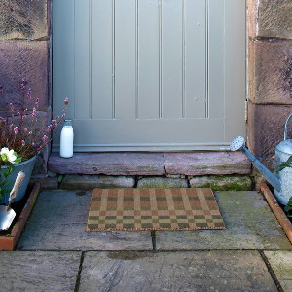 Covoraș de intrare din fibre de nucă de cocos 40x60 cm Pink and Blue Check – Artsy Doormats-image-4