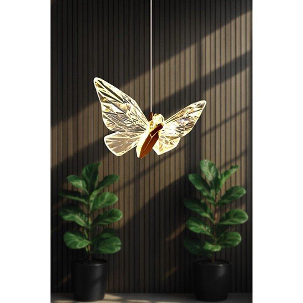 Lustră aurie LED din metal cu abajur din sticlă acrilică ø 20 cm Myrna – Opviq lights-image-2