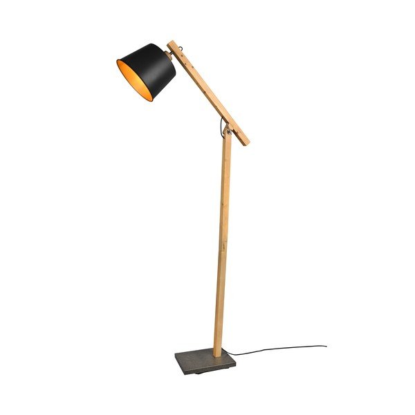 Lampadar negru/în culoare naturală cu abajur din metal (înălțime 156 cm) Harris – Trio-image-4