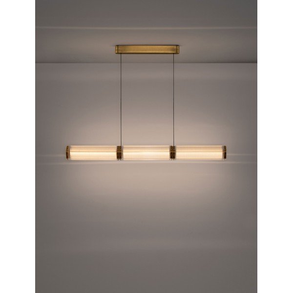 Lustră alămie LED cu intensitate reglabilă din oțel cu abajur din sticlă Essenzo – Nova Luce-image-3