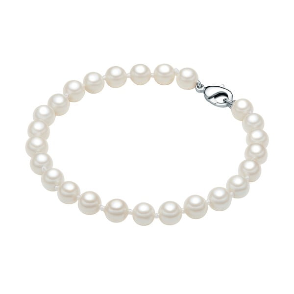 Brățară cu perle albe ⌀ 6 mm Perldesse Muschel, lungime 17 cm
