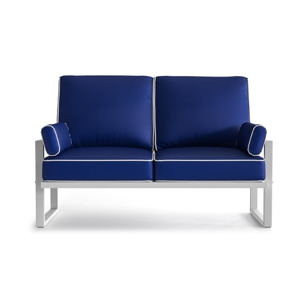 Canapea cu 2 locuri și margini albe, pentru exterior Marie Claire Home Angie, albastru royal