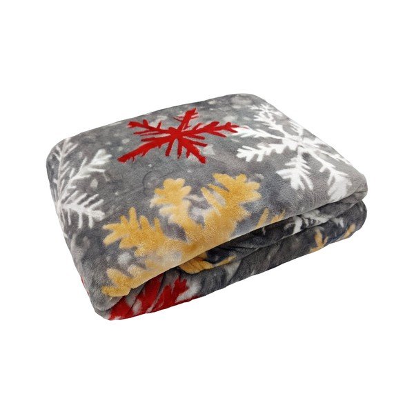 Pătură gri din micropluș/cocolino 150x200 cm  cu model de Crăciun Polar Flakes – My House