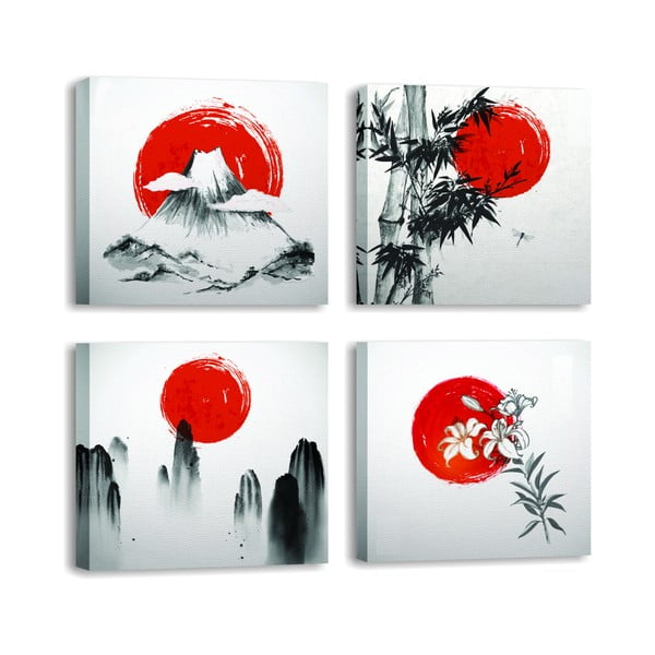 Tablouri 4 buc. 30x30 cm Zen – Wallity