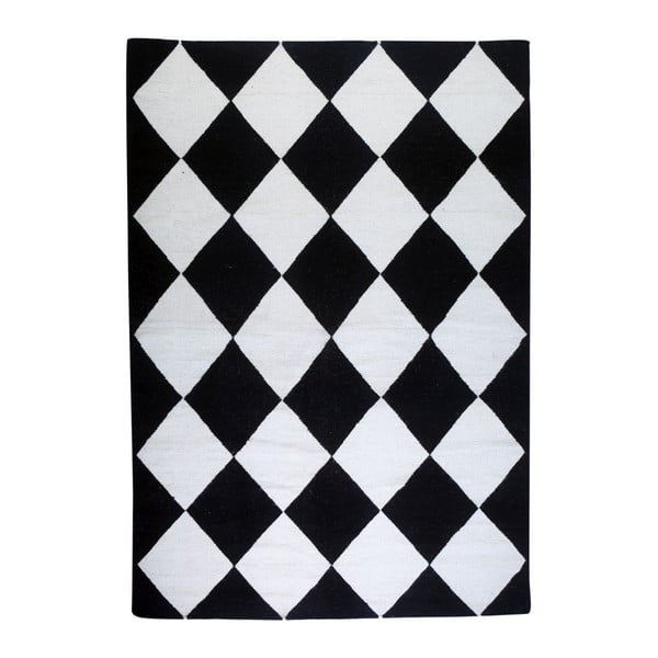 Covor de lână Geometry Classic Black & White, 160x230 cm
