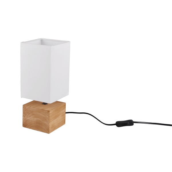 Veioză albă/în culoare naturală cu abajur textil (înălțime 30 cm) Woody – Reality