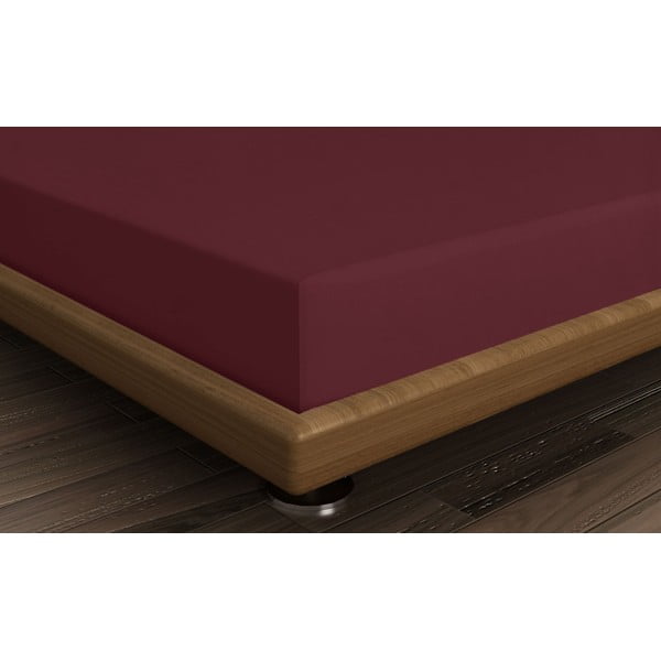 Cearceaf burgundy din bumbac cu elastic 140x200 cm – Mijolnir-image-1