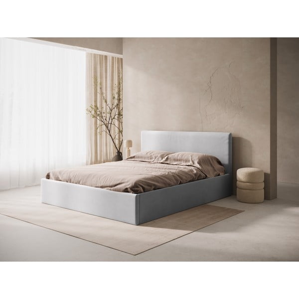 Tăblie de pat gri deschis tapițată 210,5x100 cm Remo – Micadoni -image-1