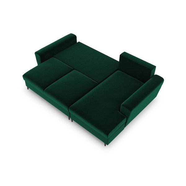 Colțar verde extensibil, cu spațiu de depozitare cu tapițerie din catifea (cu colț pe partea dreaptă, cu șezlong) Kyoto – Cosmopolitan Design-image-2
