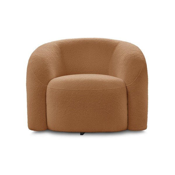 Fotoliu portocaliu pivotant cu tapițerie din țesătură bouclé Elina – Bobochic Paris-image-2