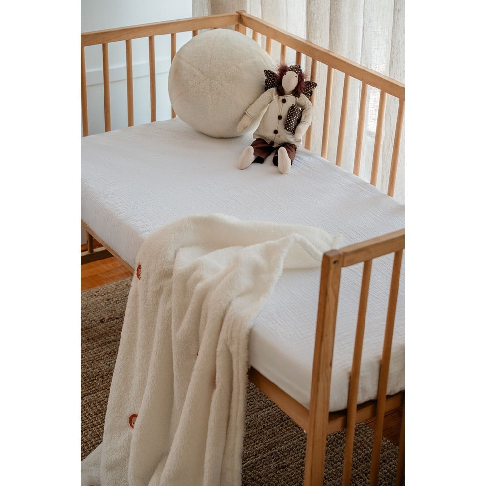 Cearceaf pentru copii alb din muselină pentru pătuț cu elastic 60x120 cm Burumcuk – Mijolnir
