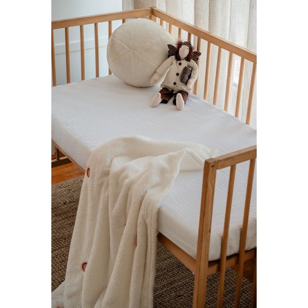 Cearceaf pentru copii alb din muselină pentru pătuț cu elastic 60x120 cm Burumcuk – Mijolnir-image-1