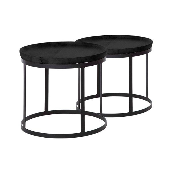 Set 2 mese cafea din lemn de mango Canett Pablo, negru-image-2