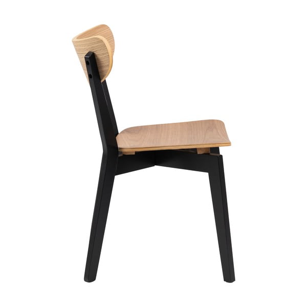 Scaun de dining negru/în culoare naturală cu aspect de lemn de stejar Roxby – Actona-image-3