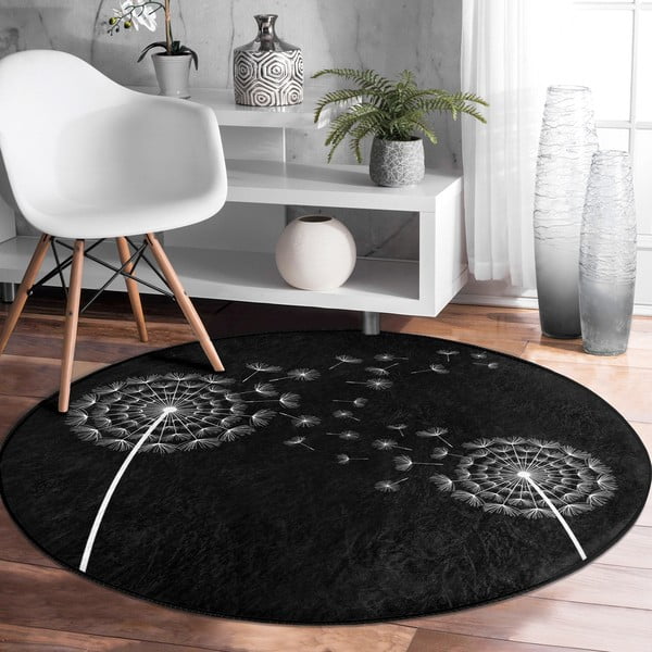 Covor rotund  negru lavabil adecvat și  pentru aspiratoare robot   ø 100 cm Comfort – Mila Home-image-4