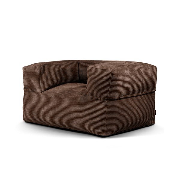 Fotoliu bean bag maro închis cu tapițerie din catifea reiată MooG – SLOWDOWN
